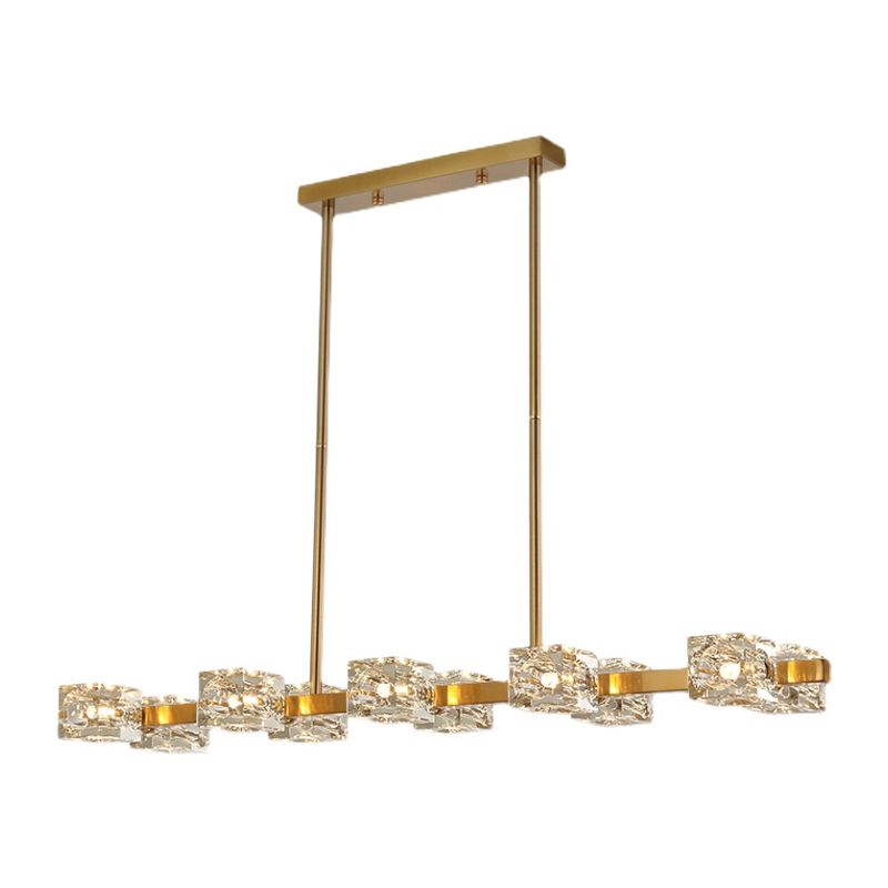 Würfelförmige Inselbeleuchtung zeitgenössische Kristallkronleuchterlicht