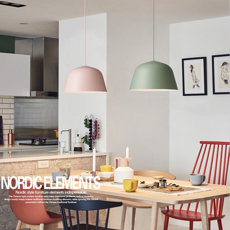 Metal Bowl Shape Hanging Pendant Light Nordic Suspension Pendant Light