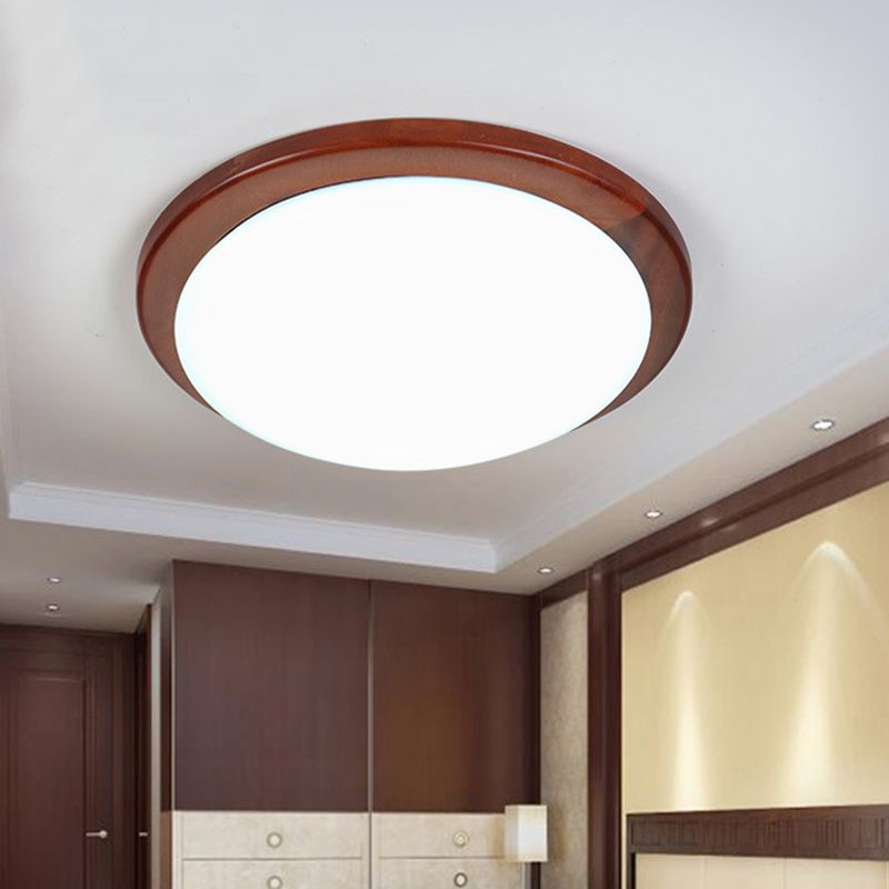 Deckenleuchte aus dunklem Holz mit kuppelförmiger Kuppel, Einfachheit, LED-Acryl-Deckenleuchte für Schlafzimmer