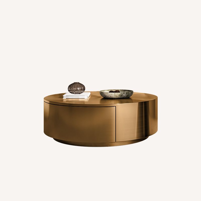 Mid-century Modern Cocktail Table Grey/gold Metal Round Coffee Table