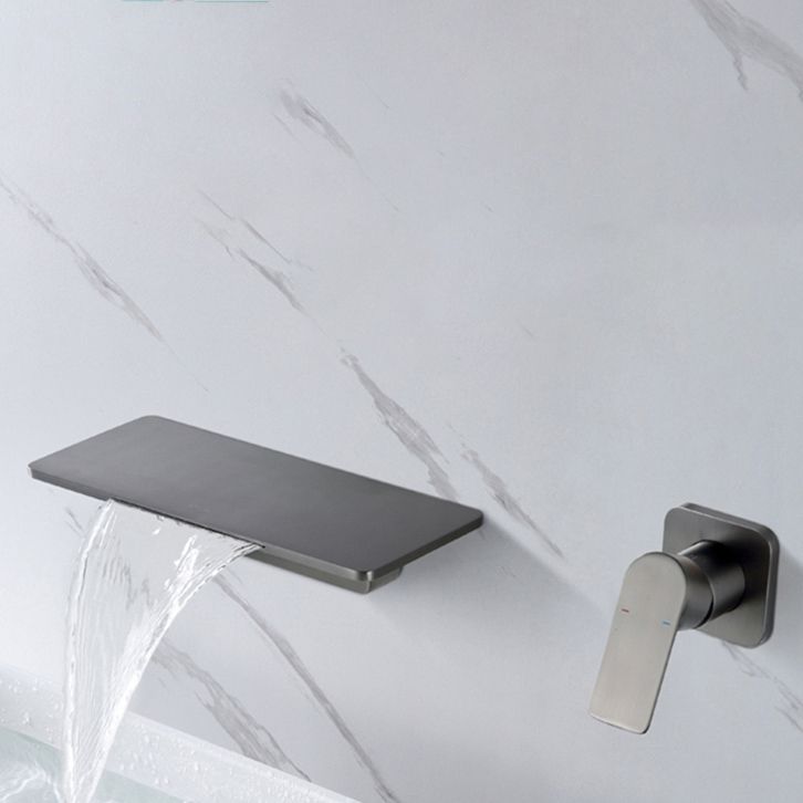 Single Lever Handle Bathroom Faucet 2 Holes Wall-Mounted Waterfall Spout Sink Faucet