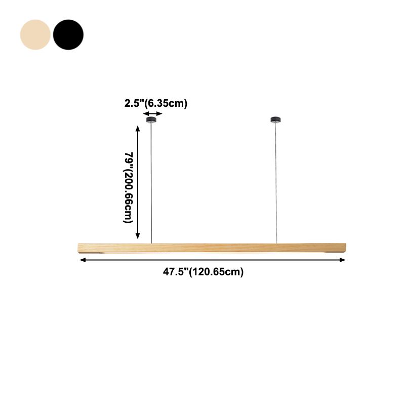 Linear Shape Island Light Modern Style Wood One Light Pendant Light Fixture