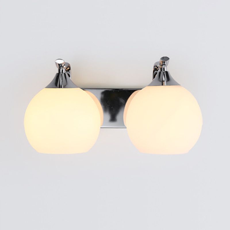White Globe Shaded Wall Light Modern Glass Lighting for Home