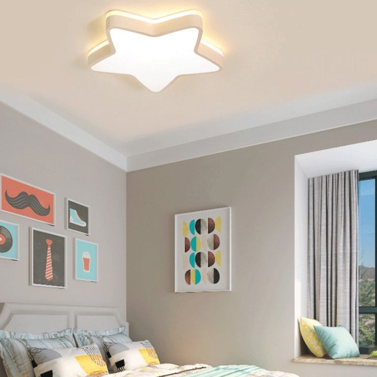 Acrylique Star LED Ceiling Light in Modern Concise Style Wrought Iron Macaron Flush Mount for Bedroom