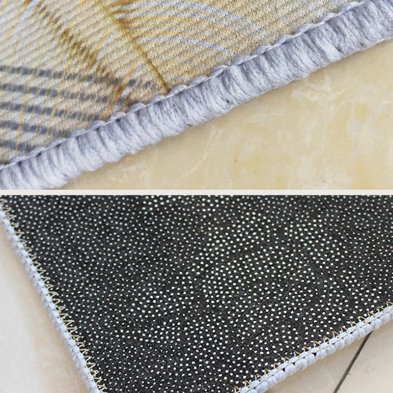 Modern Gray Rug Polyester Geometric Rug Washable Rug for Home Decor