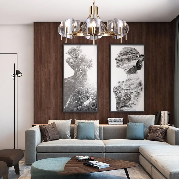 Smokey-Glass Anhänger Beleuchtungskörper Moderner Kronleuchter für Wohnzimmer