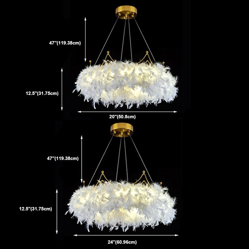 Lampade per lampadari a corona Lampada lampada bianca moderna a testa multipla con tonalità di piuma