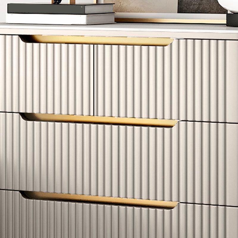 Glam Vertical Stone Storage Chest Bedroom White Chest with Drawers