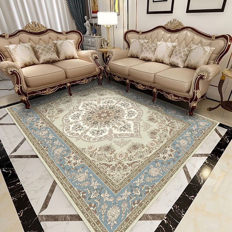 Mid-Century Indoor Rug Classic Floral Printed Carpet Stain Resistant Area Carpet for Living Room
