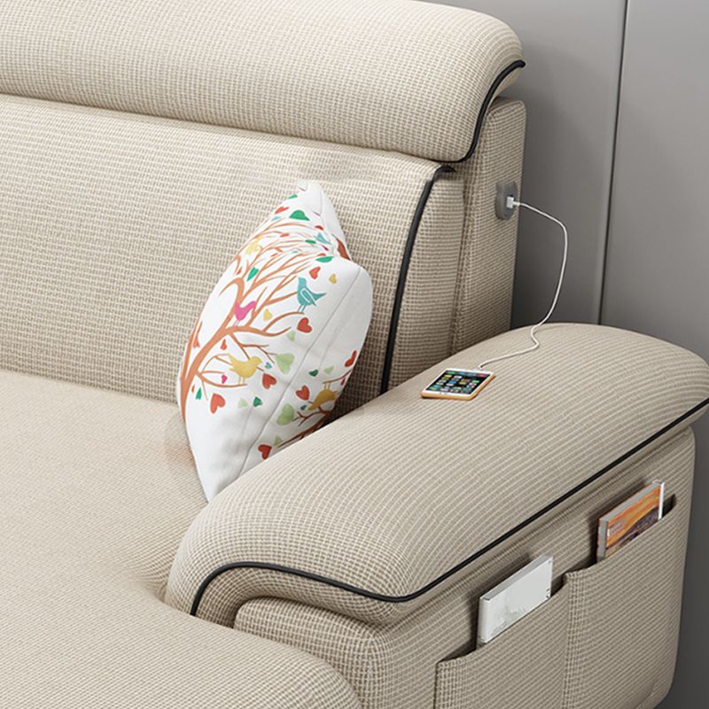 Scandinavian 4-Seater Sectional with Pillow Top Arm and Storage