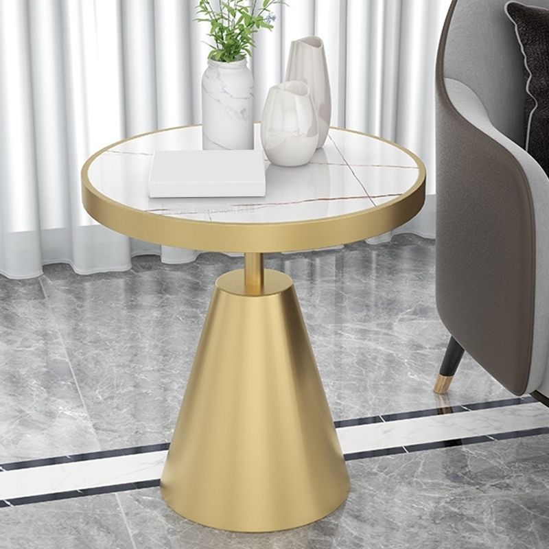 22.44" Tall Contemporary Style Side End Table Metal Pedestal Round Sofa Side Accent Table