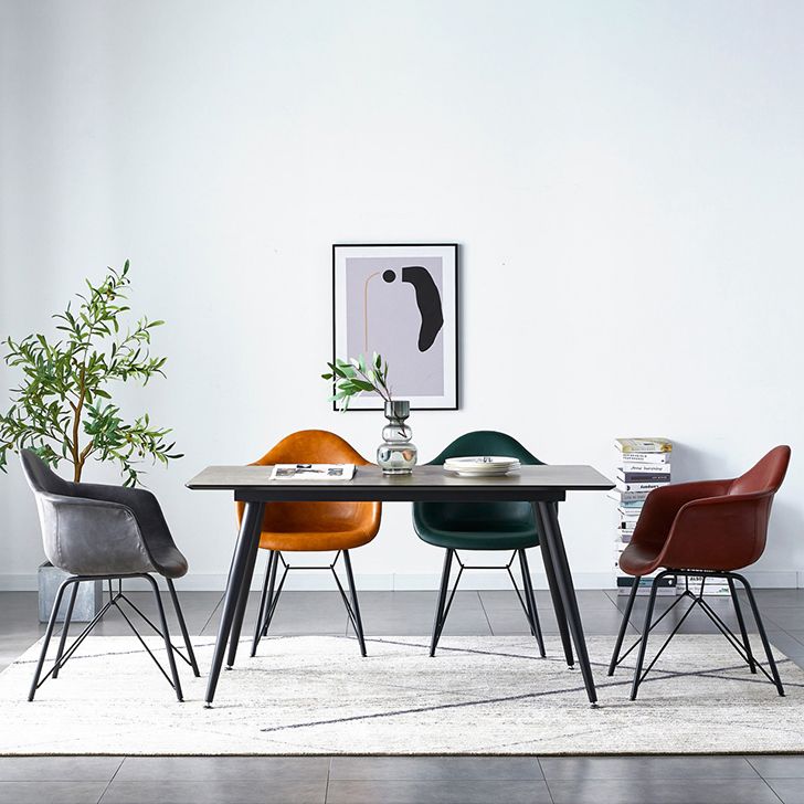 Contemporary Metal Dining Chairs Upholstered Linen Fabric Dining Chair for Restaurant