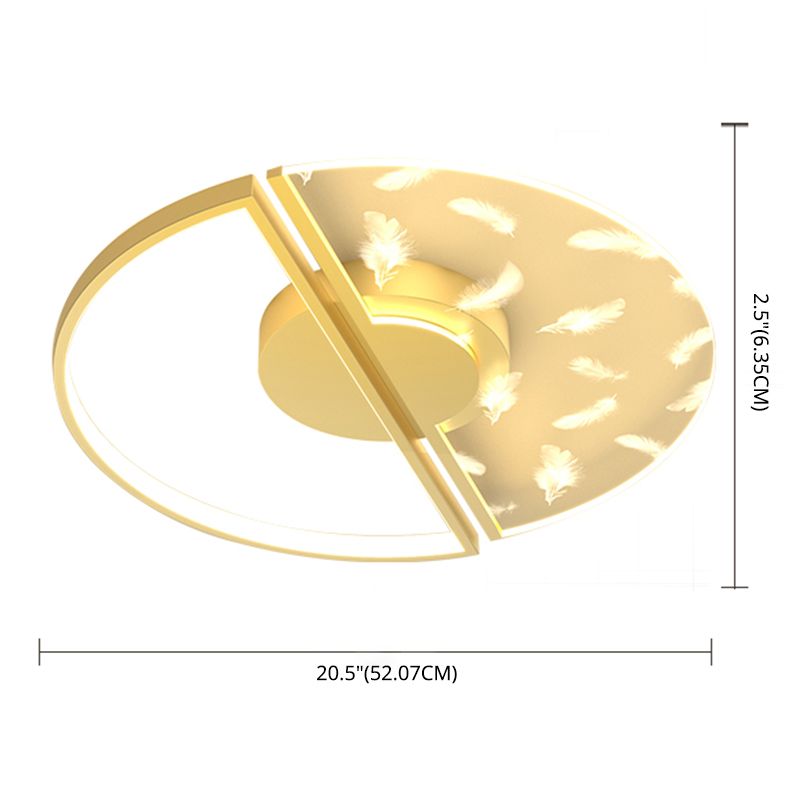 Stagger Geometric Feather LED Ceiling Fixture in Modern Creative Style Wrought Iron Indoor Ceiling Light in Gold