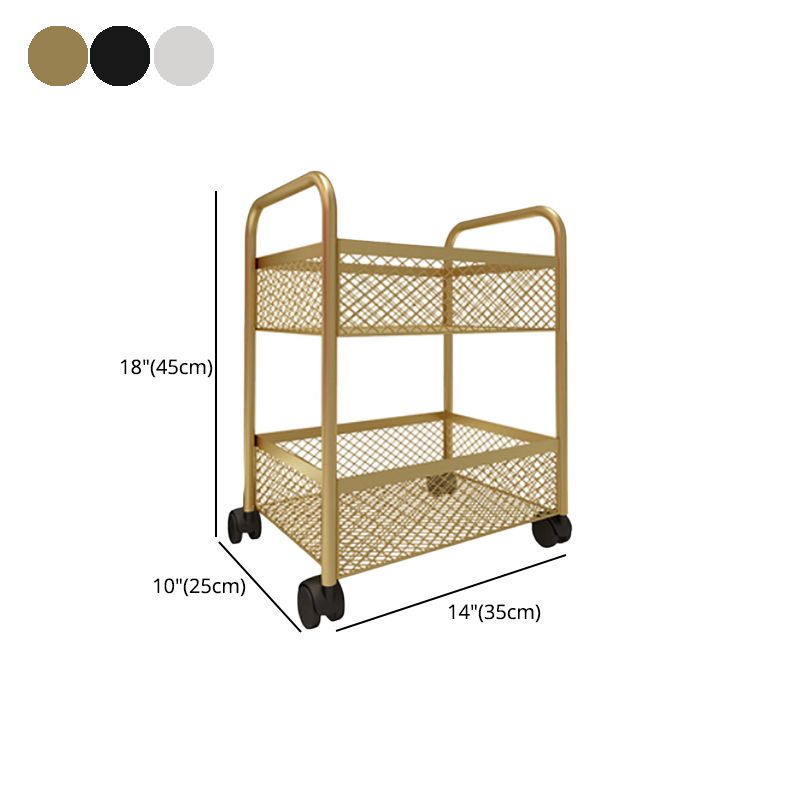 Glam Style Standard Bookcase Metal Vertical Bookshelf with Wheels