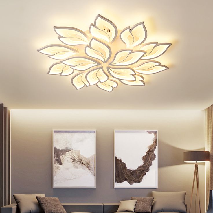 Lámpara de techo empotrada moderna con forma de flor LED para sala de estar