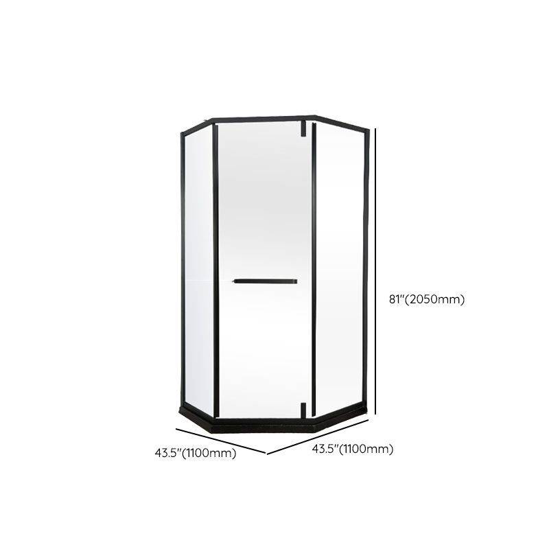 Black Stainless Steel Shower Stall Clear Pivot Shower Enclosure with Fixed Panel