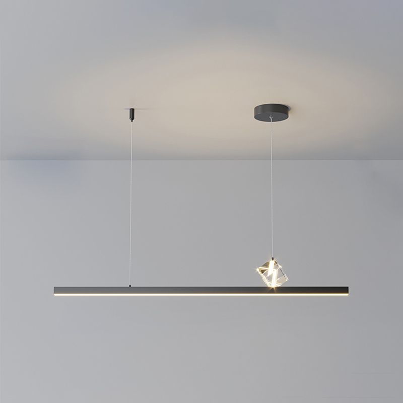 1 Light Linear Island Lighting Fixtures Contemporary Metal Island Pendants for Dining Room