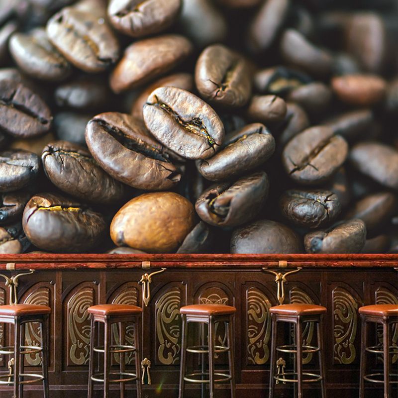 Coffee Beans Stain Resistant Coffee Shop Wall Covering, Made to Measure
