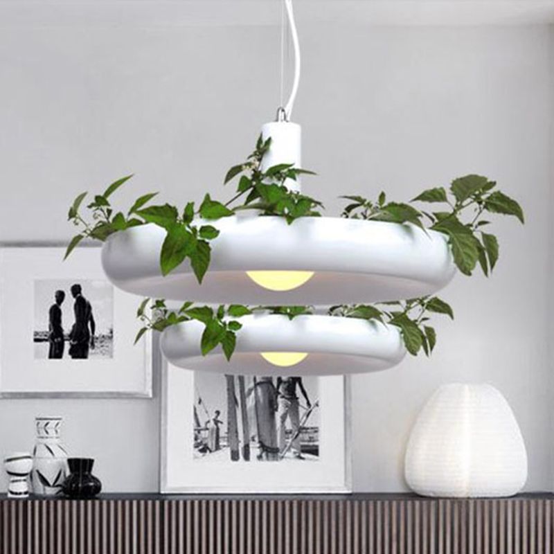 Single-Light Metal Frame Plant Pendant Light for Dinning Room Bedroom Hanging Lamp (Without Plants)
