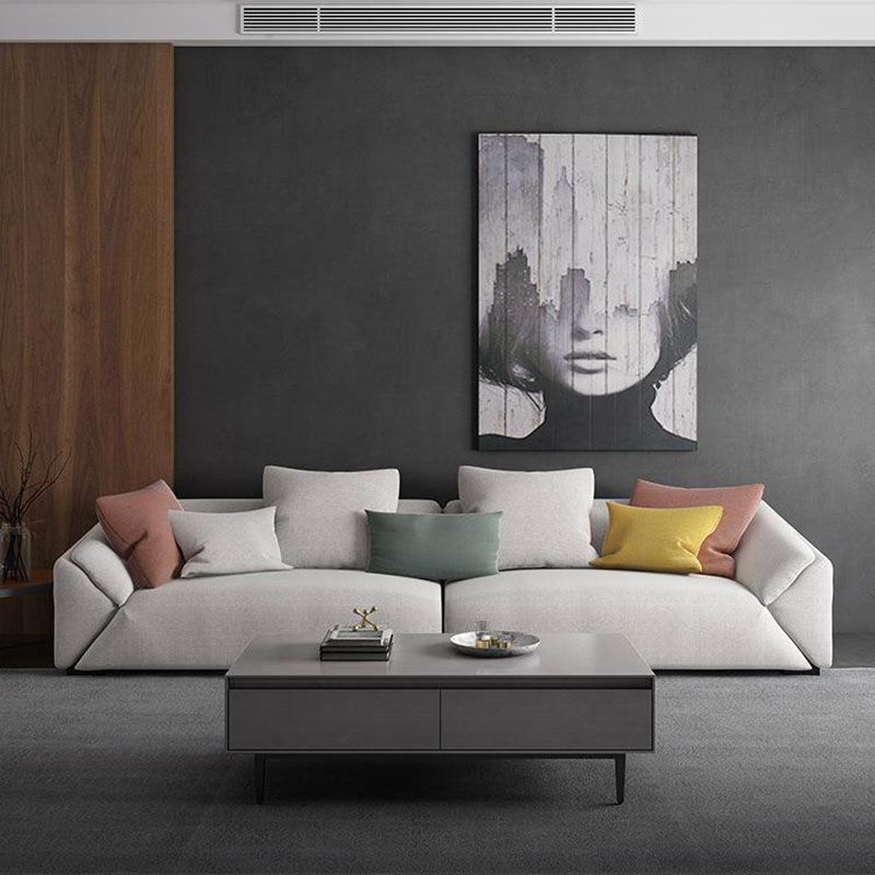Modernism Tuxedo Arm Sofa Stain Resistant Fabric Sofa in Gray