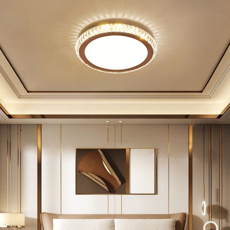Circular Flush Mount Lighting Modern Crystal 1 Light Flush Light Fixture