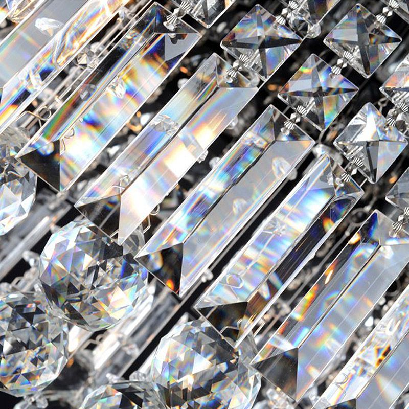 Rechthoek Corridor Plafond Gemonteerd Licht Gefacetteerde Kristal 2/4 Heads Contemporary Flush Light in zwart/wit