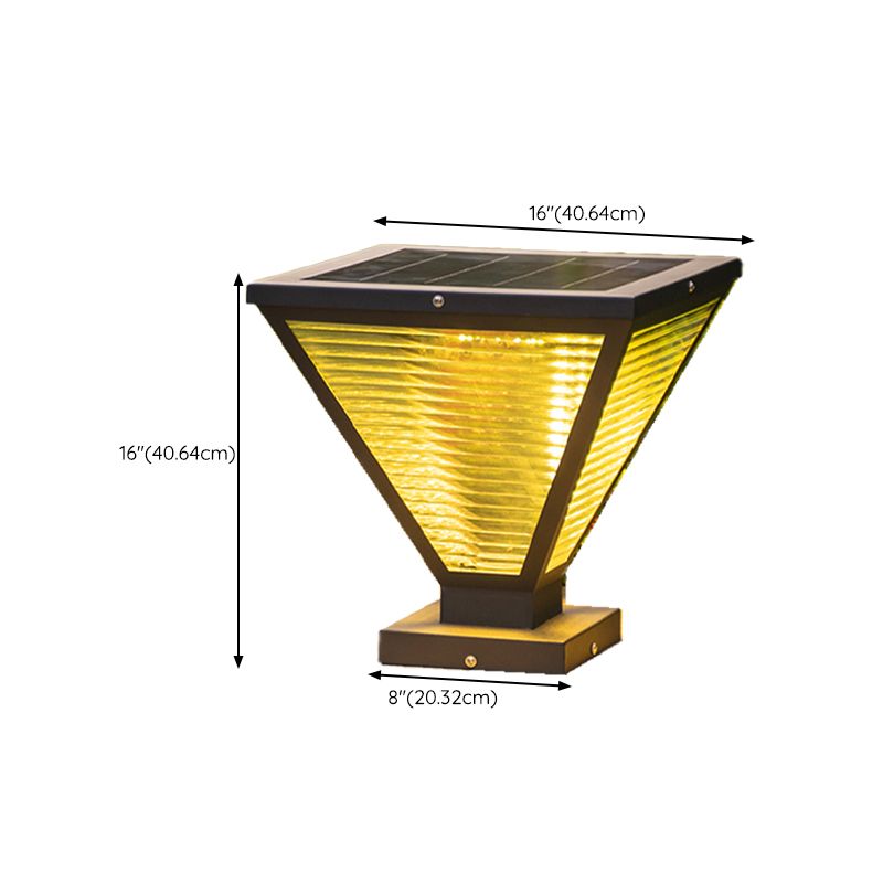 Geometric Shape Metal Outdoor Light Modern Style 1 Light Solar Pillar Lights in Black