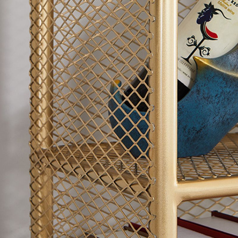 Metal 4 Shelf Bookshelf Gold Glam Shelf Bookcase Closed Back 63" Tall