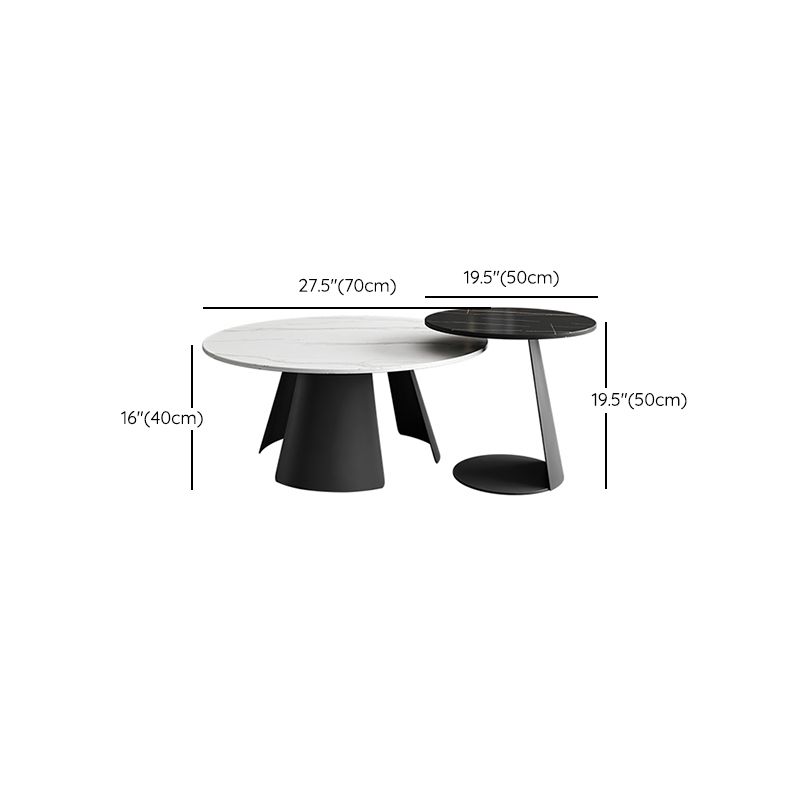 White Round Coffee Table Slate Coffee Table Set with Black Legs