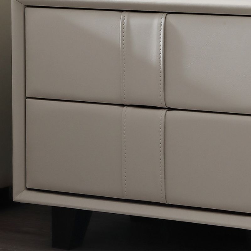 Modern Style with Two Drawer Grey/off-white/brown/leather Nightstand
