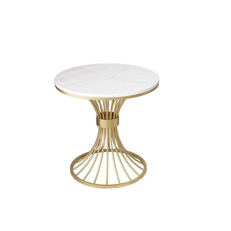 Modern Round Marble Top Side Table Ironcraft Pedestal End Table