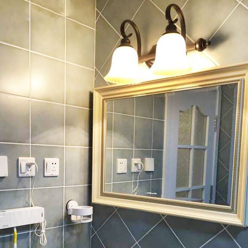 Simplicité traditionnelle Bell Vanity Sconce Lights Ribbed Glass Wall Mount luminaire