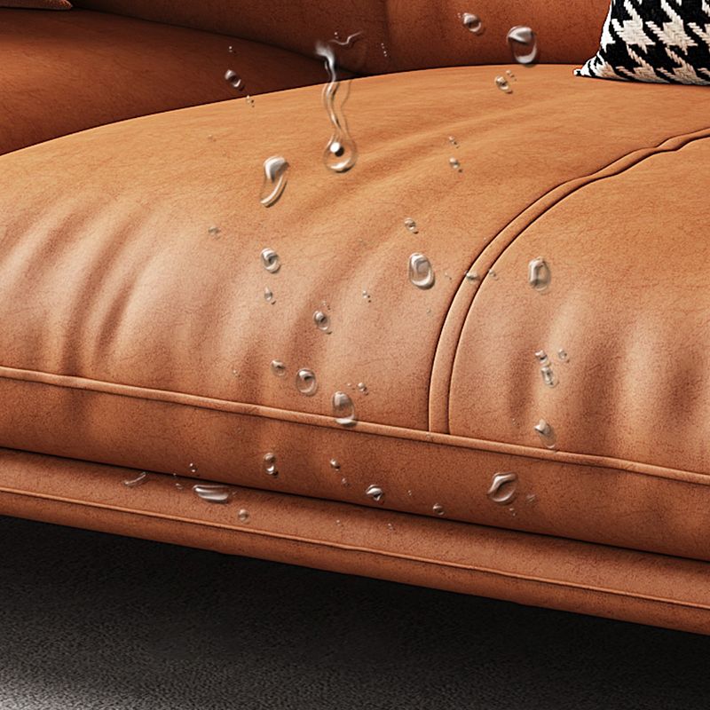Modern 33.5" H Faux Leather Pillow Top Arm Sofa For Living Room