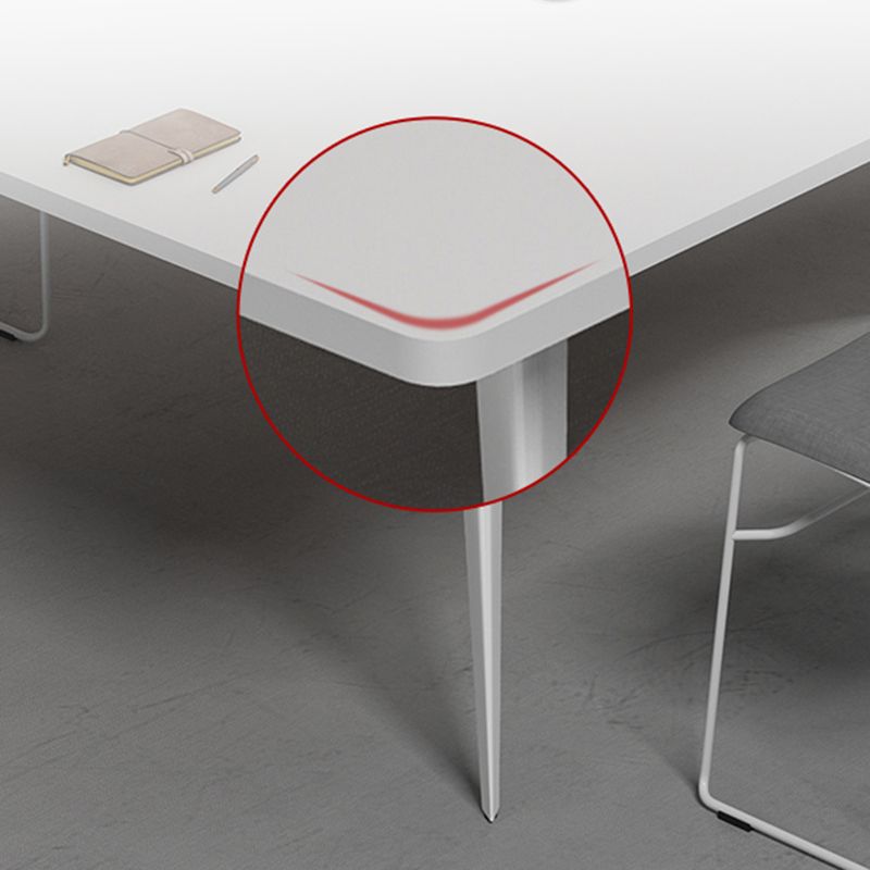 White Manufactured Wood Rectangular Desk Modern Cable Management Office Desk