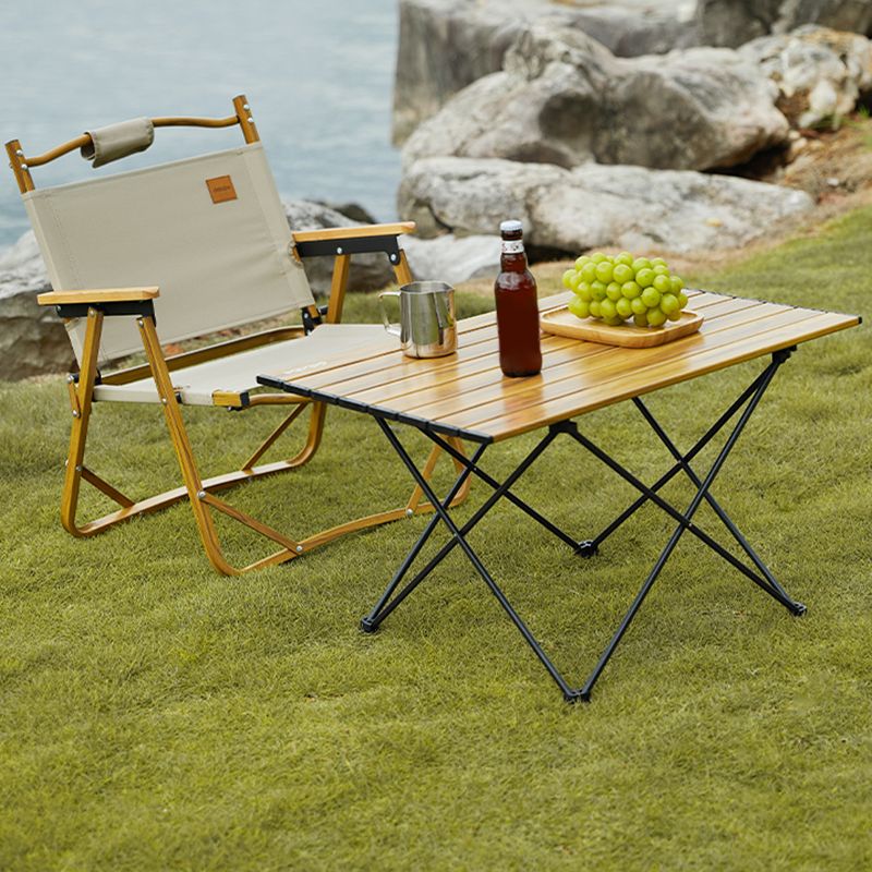 Metal Rectangle Camping Table Industrial Brown/Black Folding Table