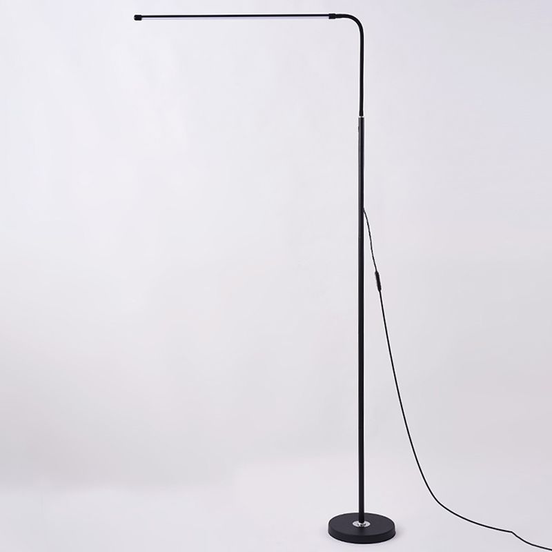 Linear Shape Metal Floor Light Modern Style 1 Light Floor Light Fixtures in Black