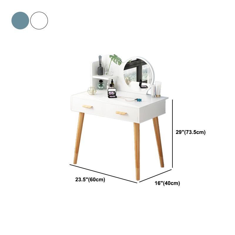 Contemporary Makeup Table With Drawers White/Blue 15.74" W x 28.93" H