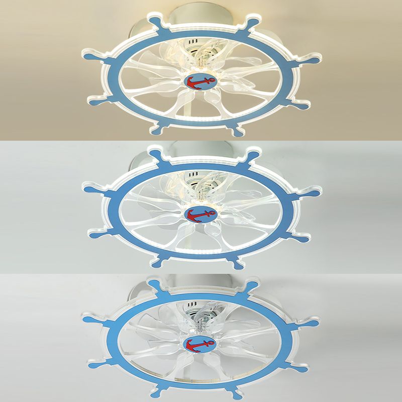 Uniek zeilenvormige waaierlicht mediterrane acryl -led semi -flush lamp voor kinderkamer