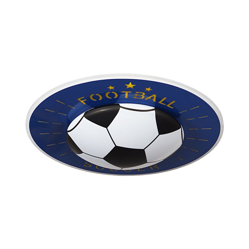 Contemporary Football Ceiling Flush Acrylic Bedroom LED Flush Mount Light Fixture in White/Blue