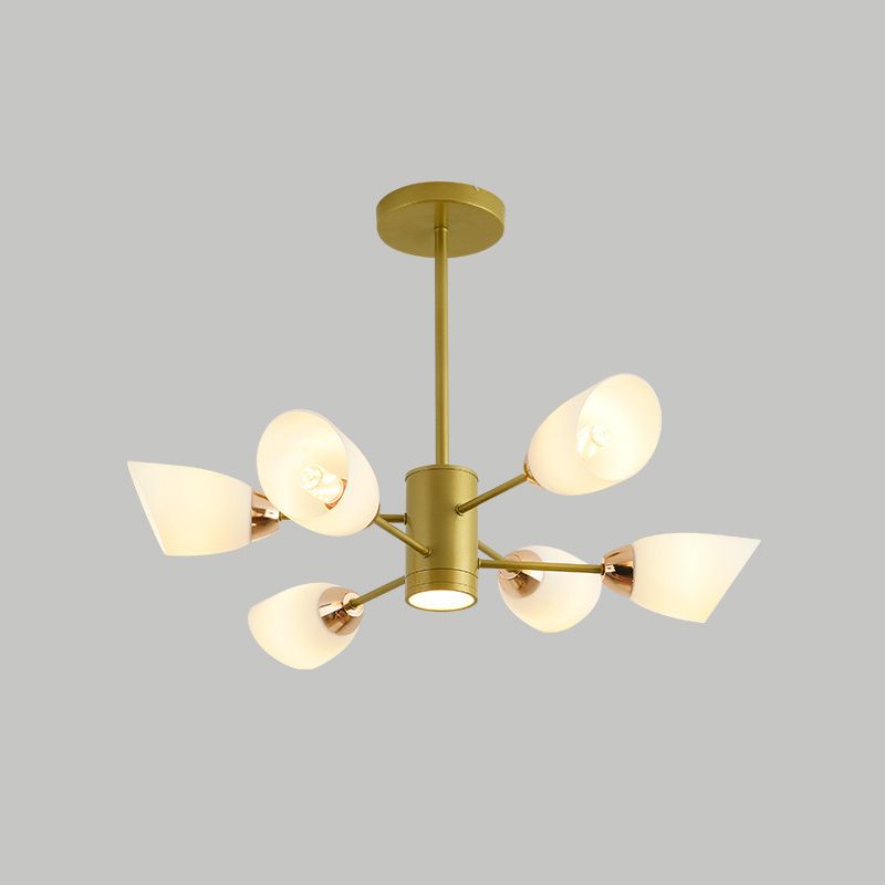 Modern Starburst Hanging Chandelier Light White Glass Shade Ceiling Chandelier for Living Room