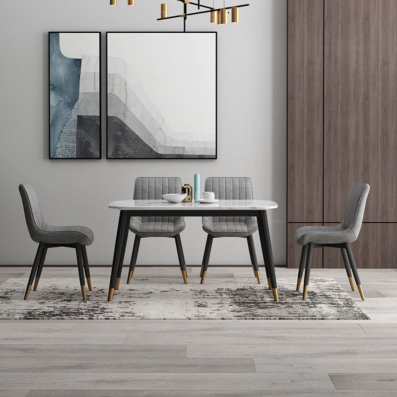 Chaise latéral contemporaine en métal PU cuir solide chaise de salle à manger intérieure