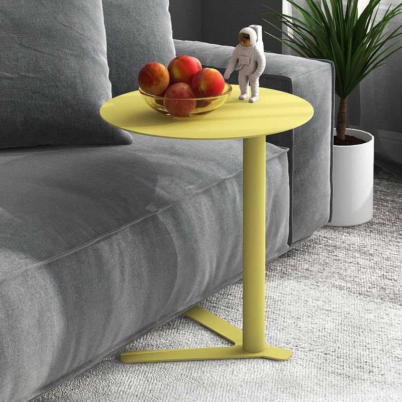 Round Metal Side Table 18"L X 18"W X 22"H Metal Pedestal Side End Snack Table