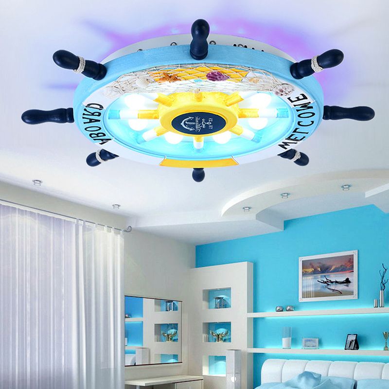 Holz Ruder Shaped Flush Mount Befestigung Cartoon Stilvolle LED Sky Blue/White Deckenleuchte