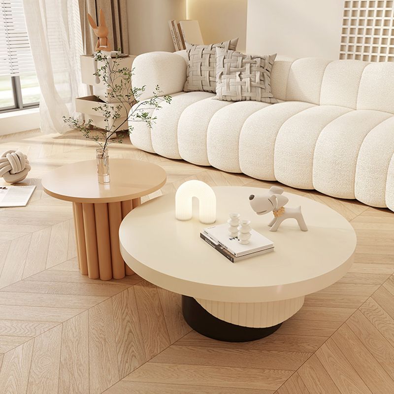 Contemporary Coffee Table Wooden Pedestal Round Coffee Cocktail Table