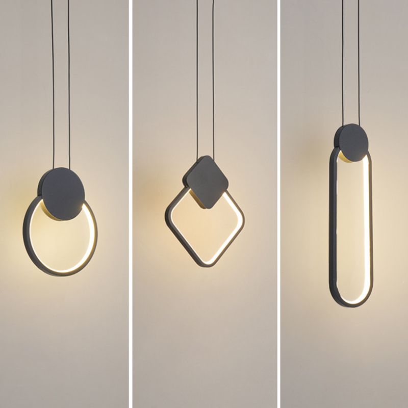 Modern Minimalist Style Cord Hung Hanging Pendant Lights Metal Ceiling Lamp in Black Finish for Bedroom