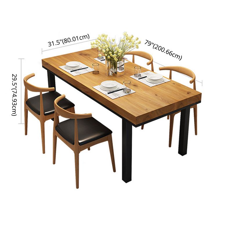 Industrial Style Solid Wood Dining Room Set with Rectangle Shape Dining Table Furniture