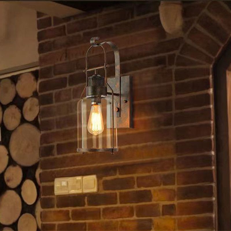 Cylinder Shape Wall Lamp Industrial Style Metal 1 Light Wall Sconce for Living Room
