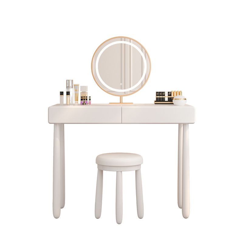Contemporary White Wooden Vanity Dressing Table with 2 Drawers