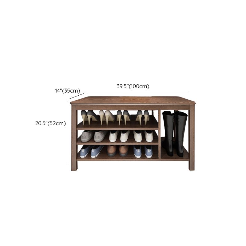 Contemporary Rubber Wood Bench Rectangle Seating Bench in Brown with Storage