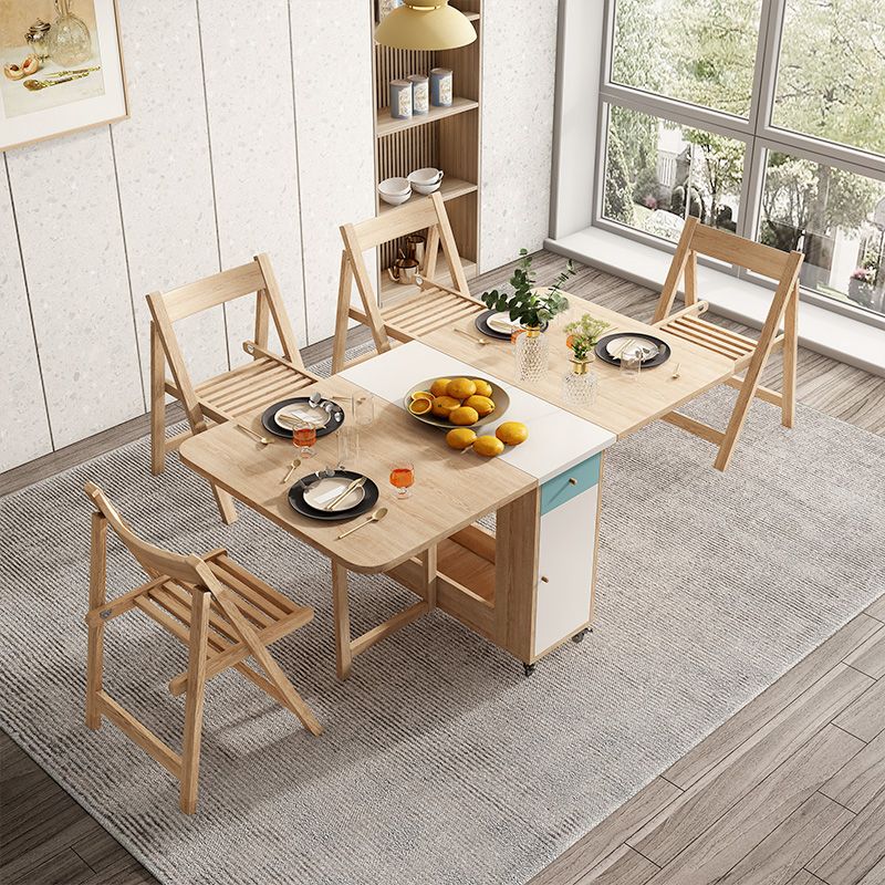 Rectangle Mid-Century Modern Folding Table Pedestal Base Table for Dining Room(only table)